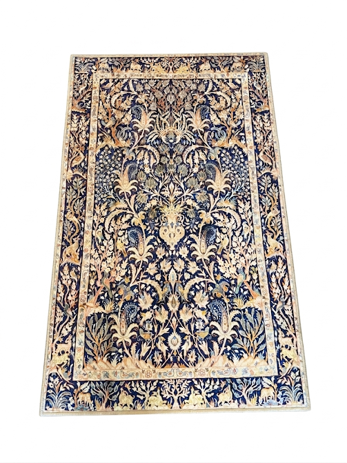 3' x 5' Rectangular Navy Beige Floral Traditional Area Rug