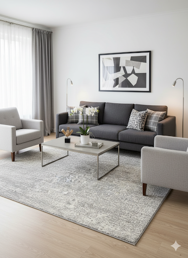 8'x10' Large Cream/Grey Ultra Soft  Micro-Shag Area Rug