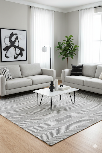 8'x10' Large Gray & White Ultra Soft Micro Shag Area Rug