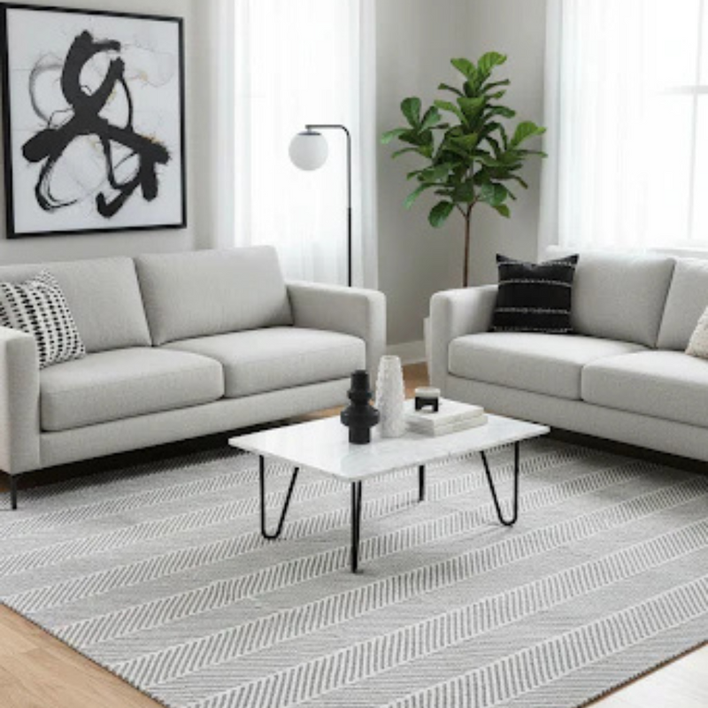 8'x10' Large Gray & White Ultra Soft Micro Shag Area Rug