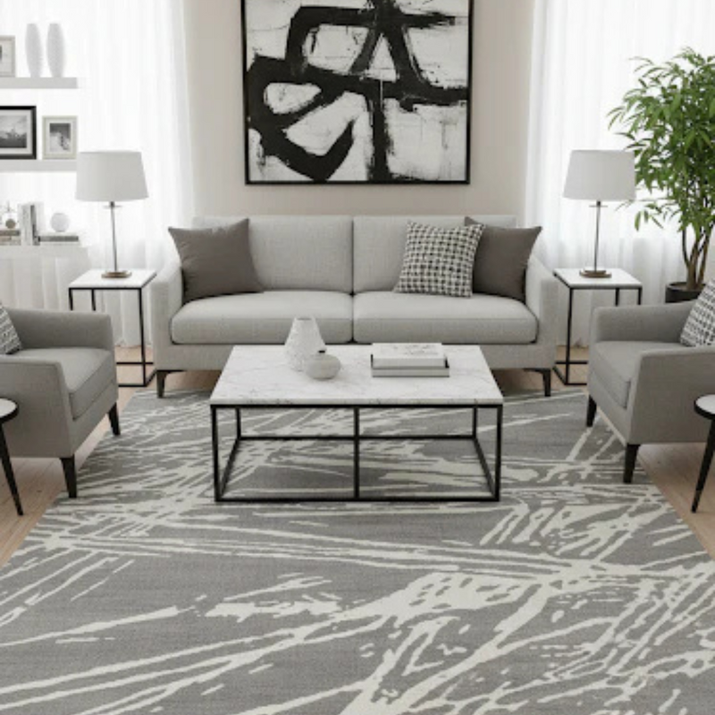 8'x10' Large Grey & White Ultra Soft Micro Shag Area Rug