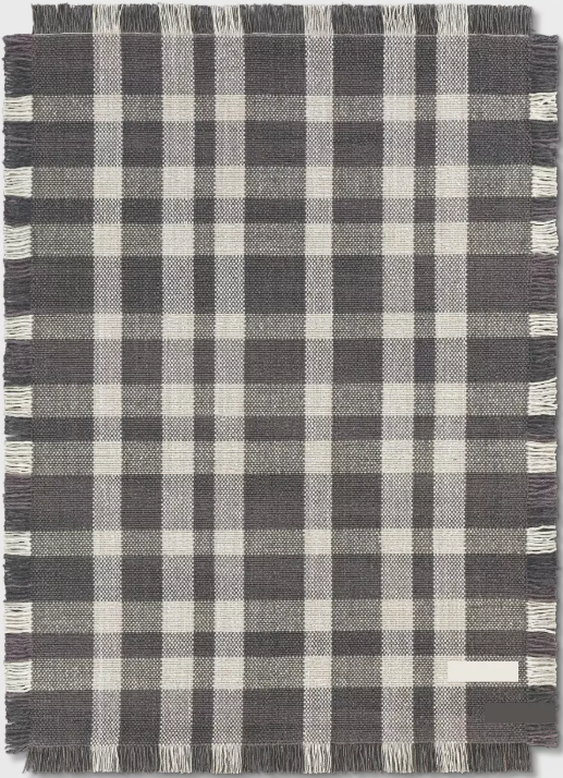 Size 5'X7' Color Gray Hand Made Wool Buffalo Plaid Rug