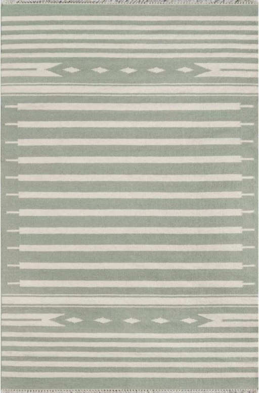 7'6"x 9'6" Light Green Hand-Carved Rug By Momeni