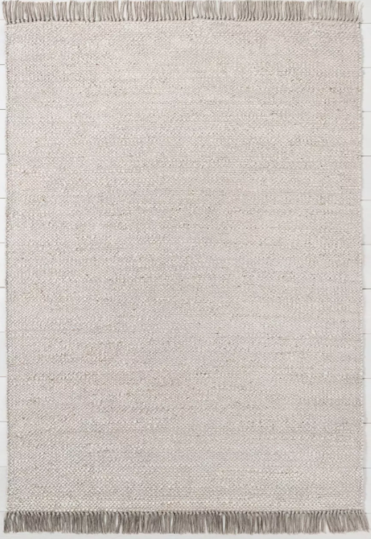 Size 5'x7' Bleached Jute with Fringe Rug Gray/Grey - Hearth & Hand™ with Magnolia