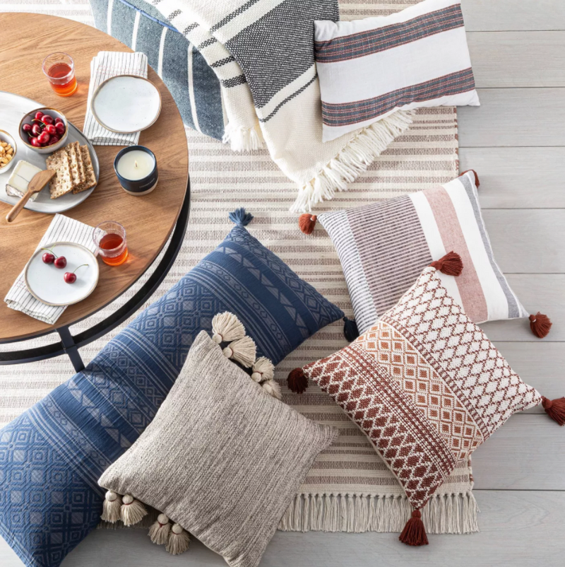 5x7 Color Rusty Red Stripe Fringe Hand Made Area Rug