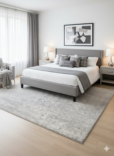 8'x10' Large Cream/Grey Ultra Soft  Micro-Shag Area Rug