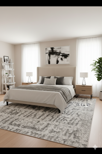 8'x10' Large Grey & Cream Ultra Soft Mico-Shag Area Rug