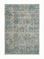 2' x 3' Blue-Gray Light Sage Green Runner Area Rug with Distressed Pattern