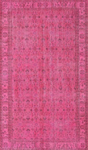 2' x 3' Neon Hot Pink Traditional Persian Runner Rug top view showcasing the traditional Persian-inspired floral motifs and decorative border in vivid pink tones.