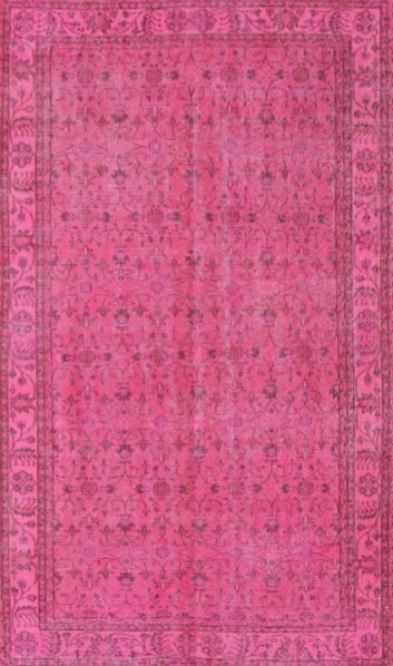 2' x 3' Neon Hot Pink Traditional Persian Runner Rug top view showcasing the traditional Persian-inspired floral motifs and decorative border in vivid pink tones.