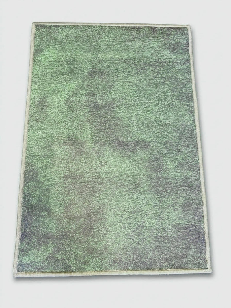 2' x 3' Rectangle Sage Green & Gray Distressed Modern Washable Area Rug displayed on a clean background highlighting the subtle distressed texture and soft sage green and gray tones.