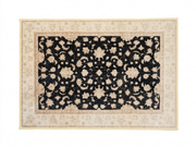2' x 3' Rectangular Black Ivory Floral Traditional Area Rug isolated on a white background.