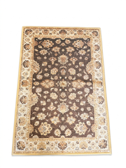 2' x 3' Rectangular Brown & Ivory Floral Traditional Washable Area Rug displayed on a plain background.