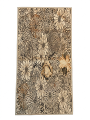 2' x 4' Rectangular Beige & Brown Floral Botanical Modern Washable Area Rug displayed on a plain background.