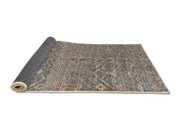 2' x 4' Runner Blue Beige Abstract Modern Rug angled view showing the low pile construction and flexible backing.