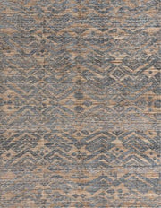 2' x 4' Runner Blue Beige Abstract Modern Rug detailed surface view showcasing the textured abstract design in blended blue and beige tones.