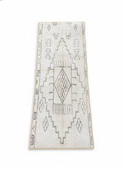 2' x 5' Runner Ivory Gray Tribal Geometric Southwestern Area Rug isolated on a white background.