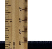 2' x 5' Runner Purple Violet Abstract Area Rug shown with a ruler measuring the rug thickness and pile height.
