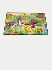 3' x 5' Rectangular Multicolor Dinosaur Jungle Kids Novelty Washable Area Rug isolated on a white background.