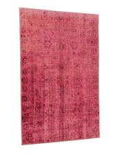 3' x 5' Rectangular Rose Pink & Burgundy Distressed Vintage Area Rug isolated on a white background.