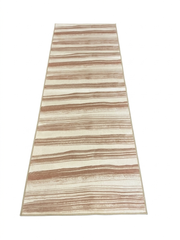3' x 8' Runner Ivory & Blush Striped Modern Washable Area Rug displayed on a white background, featuring soft horizontal stripe patterns in ivory, blush pink, beige, and taupe tones.
