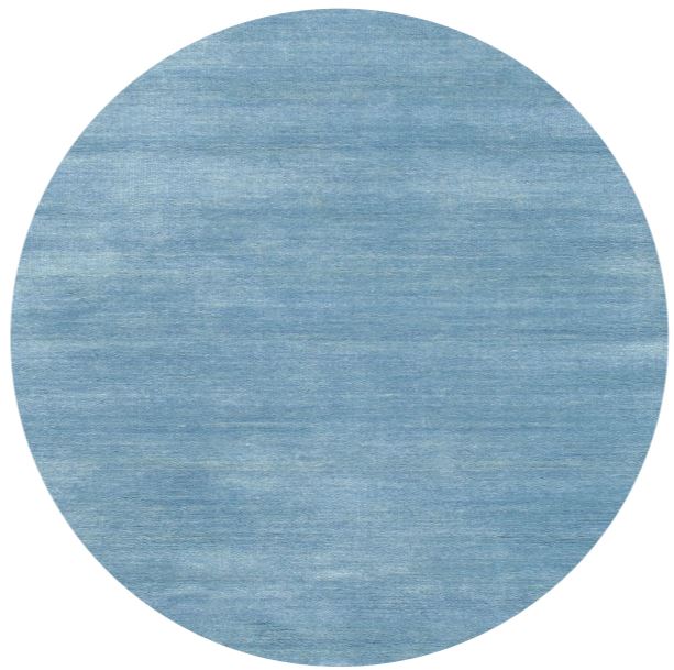 4' Round Denim Blue Contemporary Modern Area Rug shown in a top-down product design view on a white background.