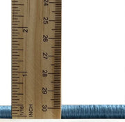 4' Round Denim Blue Contemporary Modern Area Rug styled in a pile height detail view with measuring ruler.