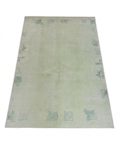 4' x 6' Rectangular Mint Green & Blue Gray Abstract Modern Area Rug shown in a flat product design view.