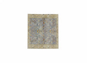 5' x 5' Square Antique Ivory Soft Steel Blue Vintage Floral Area Rug displayed on a light neutral background.
