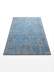 5' x 5' Square Blue Ivory Muted Slate Faint Gray Area Rug featuring a subtle distressed, vintage-inspired texture
