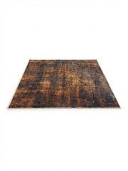 5' x 5' square brown & rust copper charcoal abstract modern area rug displayed on a white background.