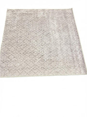 5' x 5' square ivory & soft beige subtle diamond modern area rug displayed on a white background.