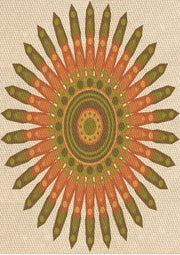 5' x 7' Beige Green Floral Medallion Patterned Area Rug product view showcasing the detailed central medallion with green and orange accents.