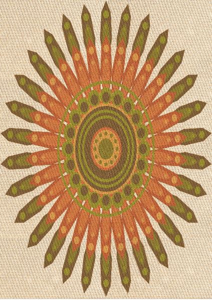 5' x 7' Beige Green Floral Medallion Patterned Area Rug product view showcasing the detailed central medallion with green and orange accents.