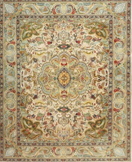 5' x 7' Ivory Multi Color Floral Medallion Traditional Persian Area Rug displayed on a clean background highlighting the intricate floral medallion design and soft ivory multi-color pattern.