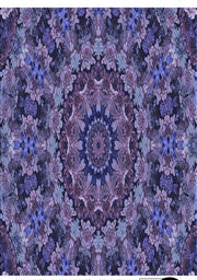 5' x 7' Purple Indigo Blue Floral Medallion Vintage-Style Area Rug close-up view highlighting the intricate floral medallion design in shades of purple, indigo blue, and lavender.
