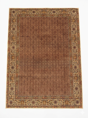 5' x 7' Rectangular Brown & Beige Floral Traditional Washable Area Rug shown on a plain background.