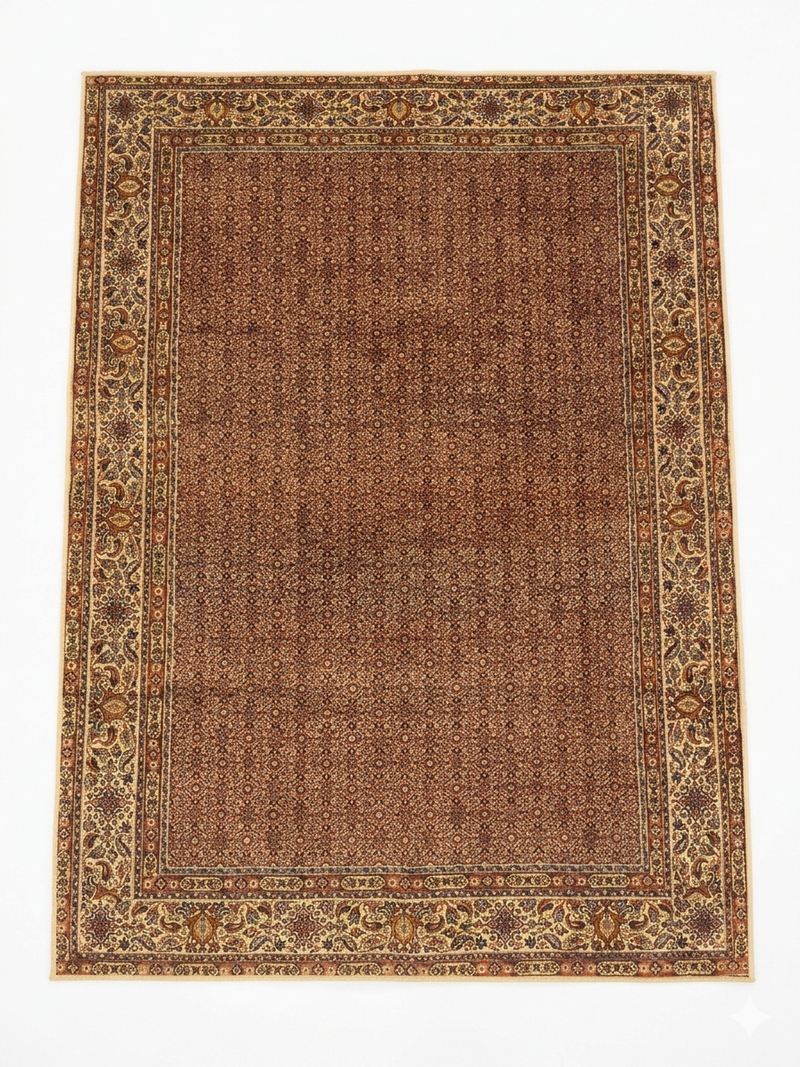 5' x 7' Rectangular Brown & Beige Floral Traditional Washable Area Rug shown on a plain background.