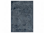 5' x 7' Rectangular Dark Blue & Gray Distressed Geometric Abstract Modern Area Rug featuring subtle diamond patterns with layered slate gray, charcoal, and dark blue tones.
