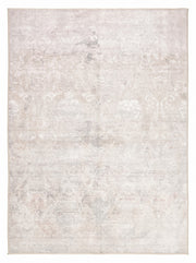 5' x 7' Rectangular Ivory & Light Gray Distressed Floral Vintage Traditional Area Rug featuring a softly faded floral pattern with subtle beige and taupe accents.
