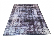 5' x 7' Rectangular Purple & Gray Distressed Abstract Modern Area Rug featuring a faded abstract pattern with layered lavender, charcoal, and gray tones.