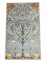 5' x 8' Blue Cream Soft Yellow Floral Traditional Area Rug featuring a vibrant floral, botanical and tree pattern.
