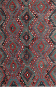 5' x 8' Brown Red Contemporary Southwestern Area Rug product view showcasing the repeating diamond motifs and intricate tribal design.