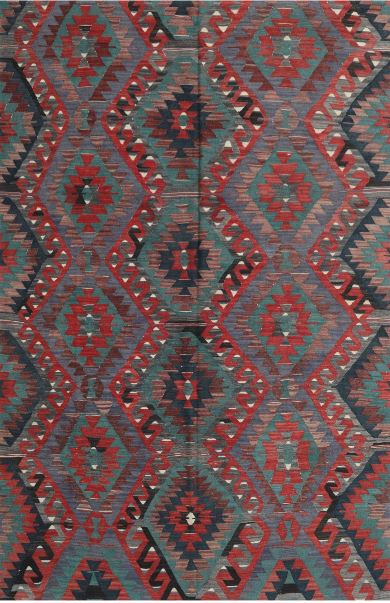 5' x 8' Brown Red Contemporary Southwestern Area Rug product view showcasing the repeating diamond motifs and intricate tribal design.