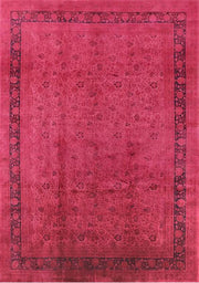 5' x 8' Pink Rose Mid-Century Modern Persian Area Rug full top view showcasing the intricate floral motifs and detailed decorative border.