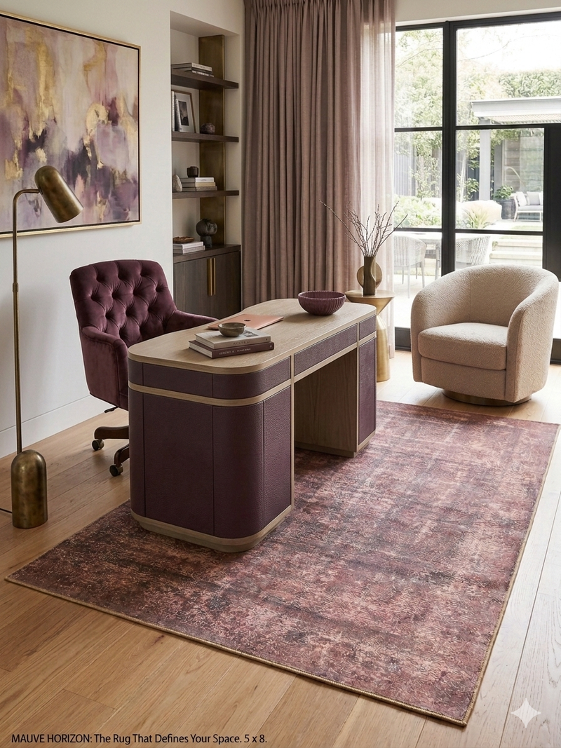 Desk Area Rug 5' x 8' Rectangular Brown Beige Distressed Modern Abstract Area Rug ...