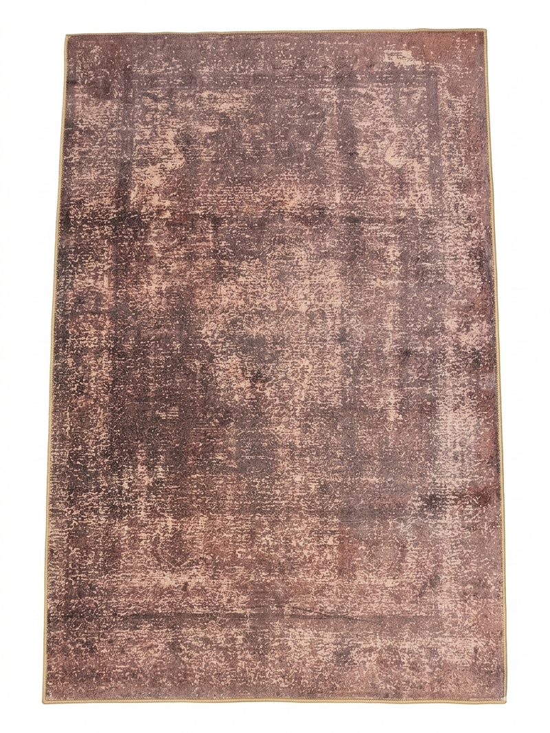 5' x 8' Rectangular Brown Beige Distressed Modern Abstract Area Rug product view highlighting the distressed abstract texture and warm brown tones.
