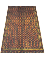5' x 8' Rectangular Brown & Rust Repeating Medallion Traditional Washable Area Rug displayed on a plain background.