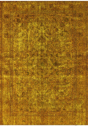 5' x 8' Rectangular Gold & Mustard Distressed Floral Traditional Washable Area Rug isolated on a white background.