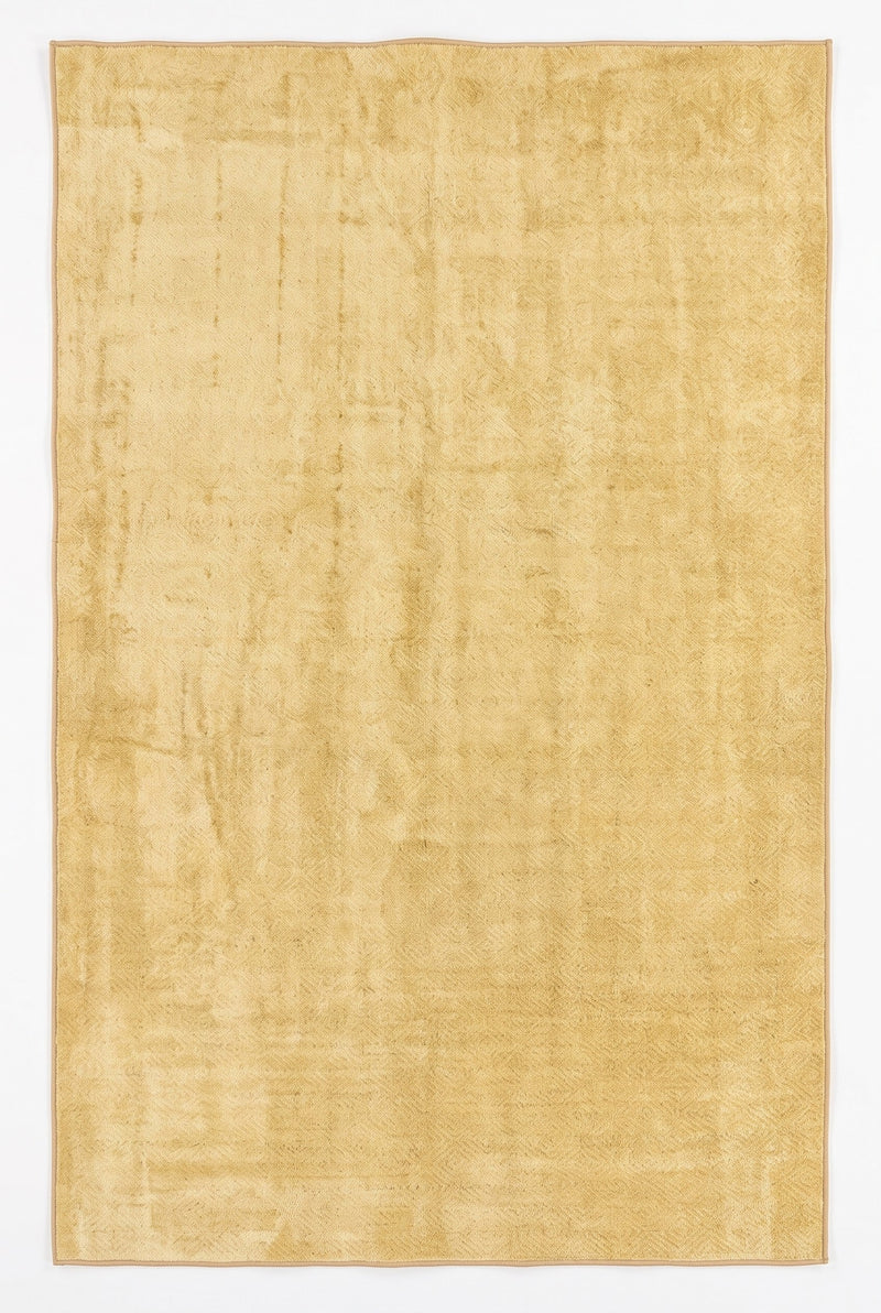 5' x 8' Rectangular Light Yellow & Cream Distressed Solid Modern Area Rug featuring a soft yellow background with subtle cream distressed textures.